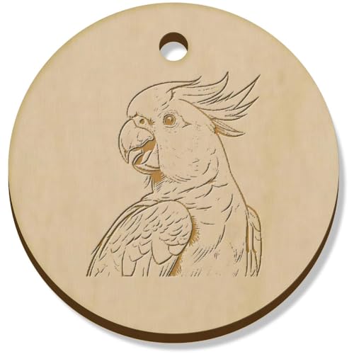 Azeeda 11 x 34mm 'Kakadu mit offenem Schnabel' Hölzerne Schmuckanhänger (PN00071421) von Azeeda
