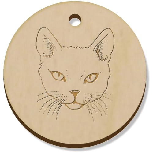 Azeeda 11 x 34mm 'Katzengesicht' Hölzerne Schmuckanhänger (PN00071930) von Azeeda