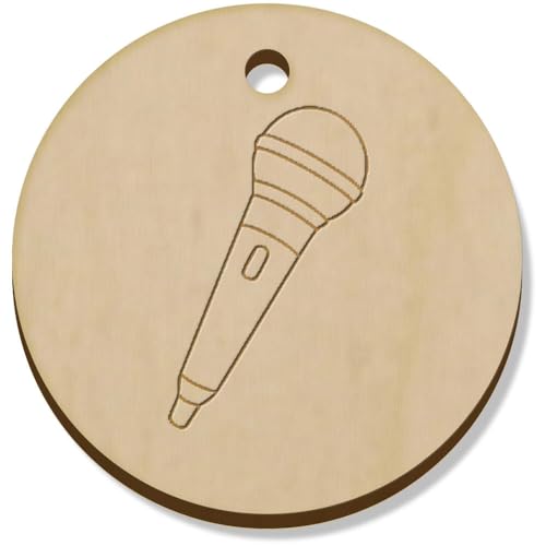 Azeeda 11 x 34mm 'Mikrofon' Hölzerne Schmuckanhänger (PN00075020) von Azeeda