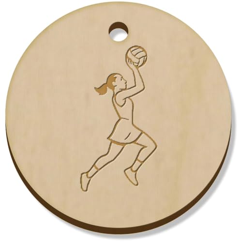 Azeeda 11 x 34mm 'Netball-Spieler-Aktion' Hölzerne Schmuckanhänger (PN00075483) von Azeeda