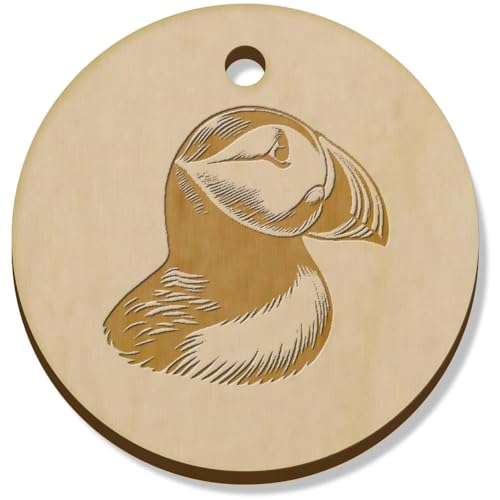 Azeeda 11 x 34mm 'Porträt eines Papageientauchers' Hölzerne Schmuckanhänger (PN00071610) von Azeeda