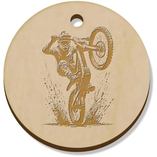 Azeeda 11 x 34mm 'Schlammiger Mountainbike-Wheelie' Hölzerne Schmuckanhänger (PN00072253) von Azeeda