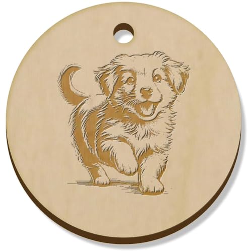 Azeeda 11 x 34mm 'Spielerischer Welpe' Hölzerne Schmuckanhänger (PN00071401) von Azeeda