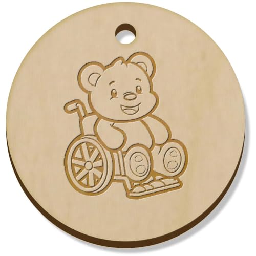 Azeeda 11 x 34mm 'Teddy im Rollstuhl' Hölzerne Schmuckanhänger (PN00071550) von Azeeda