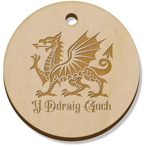 Azeeda 11 x 34mm 'Waliser-Drache' Hölzerne Schmuckanhänger (PN00072340) von Azeeda