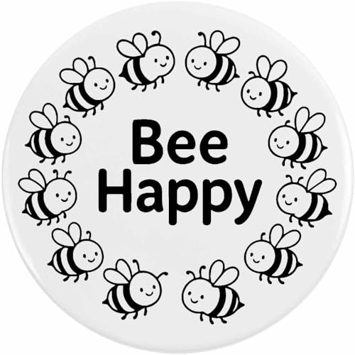 Azeeda 2 x 38mm 'Bee Happy' Pin Knopf-Abzeichen (BB00145222) von Azeeda