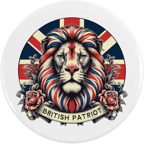 Azeeda 2 x 38mm 'Britisches Patriot-Löwen-Emblem' Pin Knopf-Abzeichen (BB00148989) von Azeeda