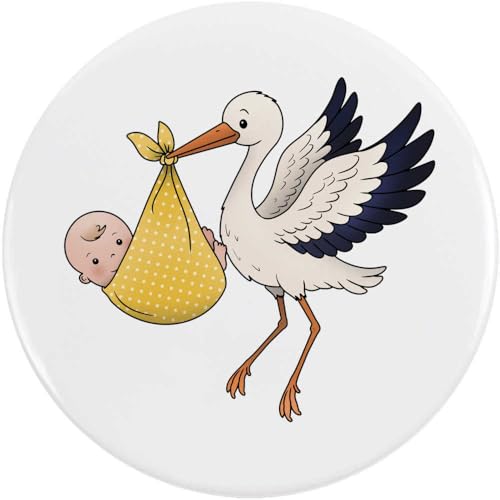 Azeeda 2 x 38mm 'Storch Tragen Baby' Pin Knopf-Abzeichen (BB00146517) von Azeeda