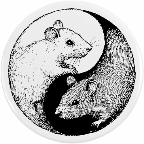 Azeeda 2 x 38mm 'Yin-Yang-Ratten' Pin Knopf-Abzeichen (BB00144991) von Azeeda