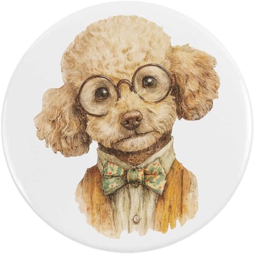 Azeeda 2 x 38mm 'Zwergpudel mit Brille ' Pin Knopf-Abzeichen (BB00144583) von Azeeda