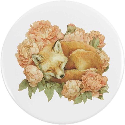 Azeeda 58mm 'Fuchs schläft mit Blumen' Pin Knopf-Abzeichen (BB00148313) von Azeeda