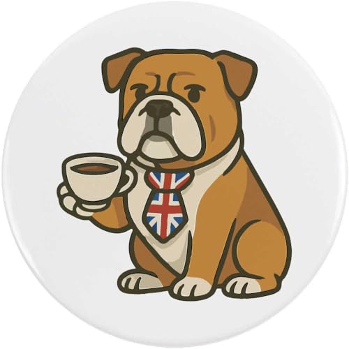 Azeeda 58mm 'Teezeit mit der Britischen Bulldogge' Pin Knopf-Abzeichen (BB00144819) von Azeeda