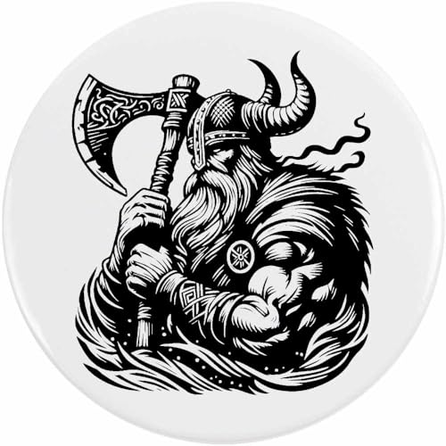 Azeeda 58mm 'Wikinger-Krieger mit Streitaxt' Pin Knopf-Abzeichen (BB00149593) von Azeeda