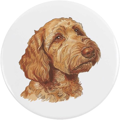 Azeeda 77mm 'Australisches Labradoodle-Porträt' Pin Knopf-Abzeichen (BB00144527) von Azeeda