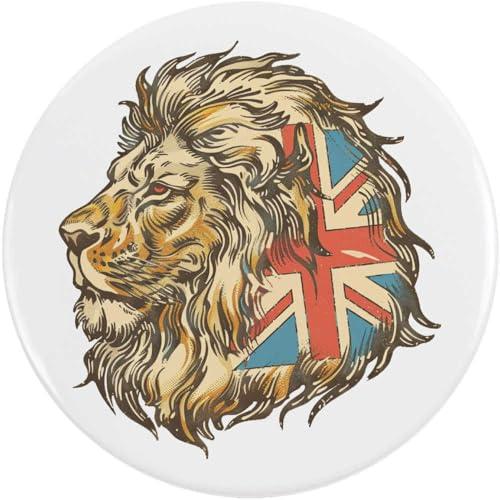 Azeeda 77mm 'Britischer Löwe mit Union Jack ' Pin Knopf-Abzeichen (BB00149757) von Azeeda