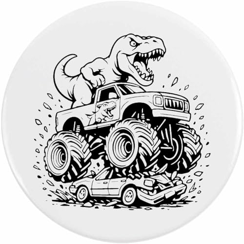 Azeeda 77mm 'Dinosaurier-Monstertruck-Zertrümmerung' Pin Knopf-Abzeichen (BB00147194) von Azeeda