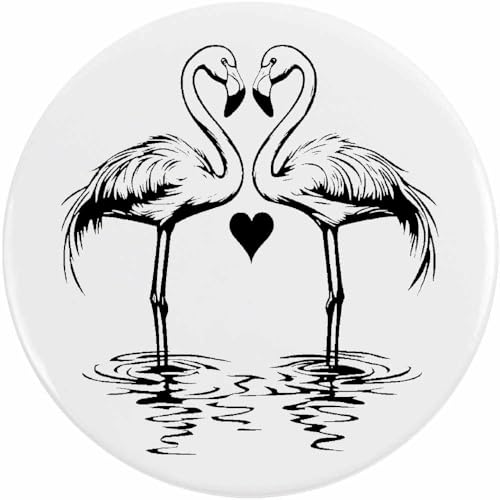 Azeeda 77mm 'Flamingopaar mit Herz' Pin Knopf-Abzeichen (BB00146884) von Azeeda