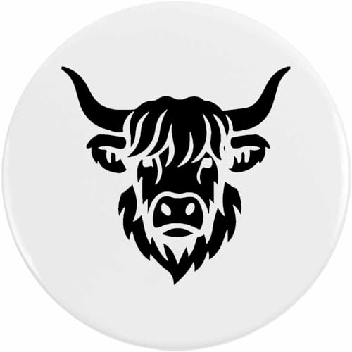 Azeeda 77mm 'Hochlandkuhkopf' Pin Knopf-Abzeichen (BB00148177) von Azeeda