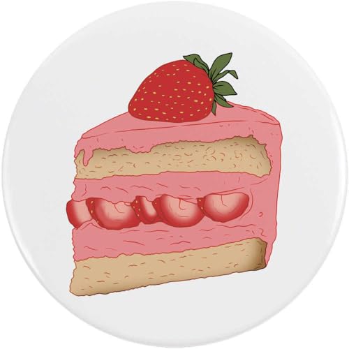 Azeeda 77mm 'Köstliches Erdbeerkuchenstück' Pin Knopf-Abzeichen (BB00145598) von Azeeda