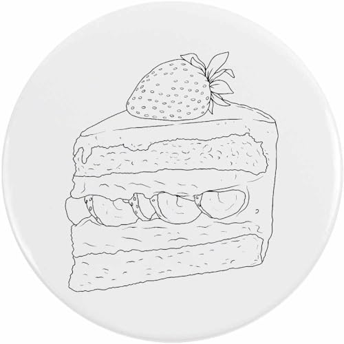 Azeeda 77mm 'Köstliches Erdbeerkuchenstück' Pin Knopf-Abzeichen (BB00145721) von Azeeda
