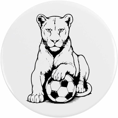 Azeeda 77mm 'Löwin mit Football' Pin Knopf-Abzeichen (BB00147122) von Azeeda
