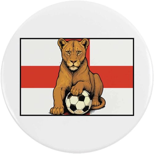 Azeeda 77mm 'Löwin mit Football' Pin Knopf-Abzeichen (BB00147125) von Azeeda