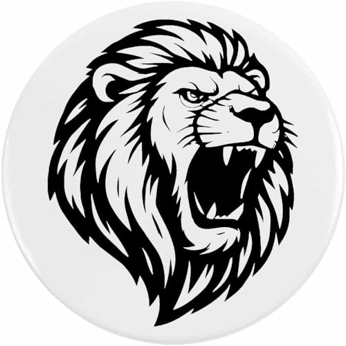 Azeeda 77mm 'Mächtiger brüllender Löwe' Pin Knopf-Abzeichen (BB00144857) von Azeeda