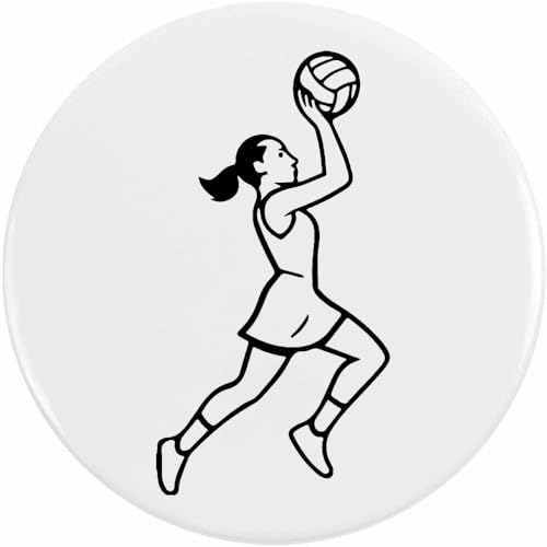 Azeeda 77mm 'Netball-Spieler-Aktion' Pin Knopf-Abzeichen (BB00147389) von Azeeda