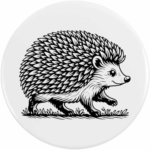 Azeeda 77mm 'Niedlicher Igel beim Gehen' Pin Knopf-Abzeichen (BB00146518) von Azeeda