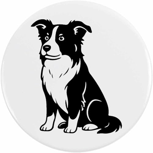 Azeeda 77mm 'Sitzender Border-Collie' Pin Knopf-Abzeichen (BB00147233) von Azeeda