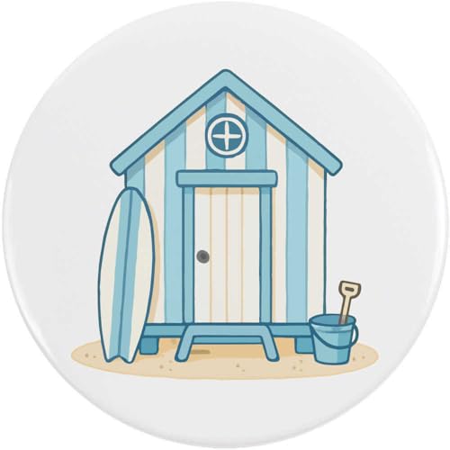 Azeeda 77mm 'Strandhütte' Pin Knopf-Abzeichen (BB00148306) von Azeeda