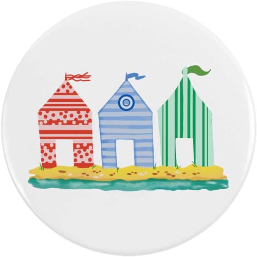 Azeeda 77mm 'Strandhütten' Pin Knopf-Abzeichen (BB00147020) von Azeeda