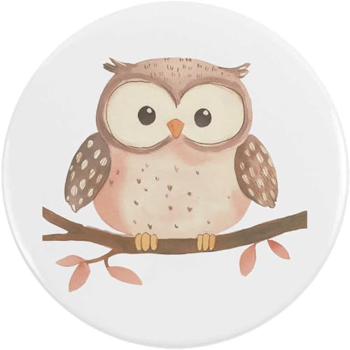 Azeeda 77mm 'Süße Eule auf Ast' Pin Knopf-Abzeichen (BB00146357) von Azeeda