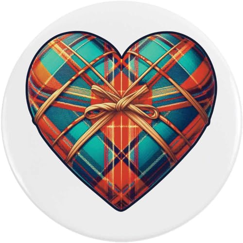 Azeeda 77mm 'Tartan-Liebesherz' Pin Knopf-Abzeichen (BB00146009) von Azeeda