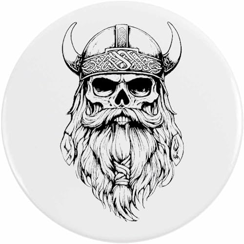 Azeeda 77mm 'Wikingerschädel' Pin Knopf-Abzeichen (BB00147621) von Azeeda