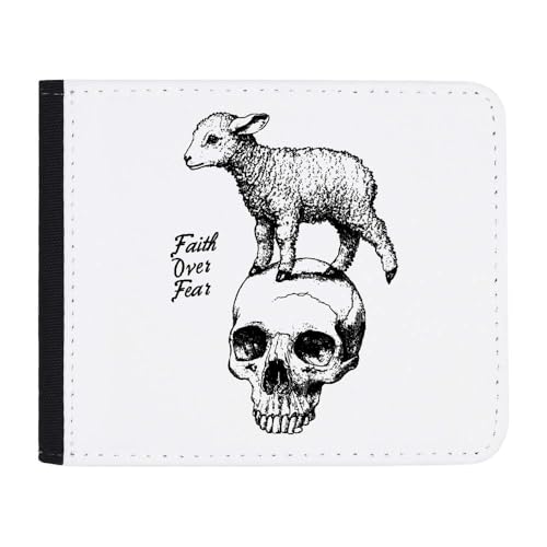 Azeeda 'Glaube über Angst Lamm Steht auf Schädel' Geldbörse (WL00025352) von Azeeda