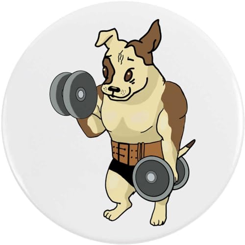 BB042767 Anstecknadel mit Aufschrift "Dog Lifting Weights", 58 mm, Metall von Azeeda