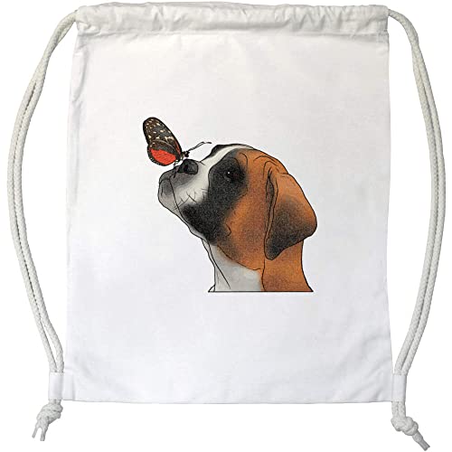 'Boxerhund und Schmetterling' Kordelzug/Sporttasche (DB00031419) von Azeeda