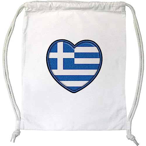 'Griechenland-Flaggen-Herz' Kordelzug/Sporttasche (DB00032325) von Azeeda