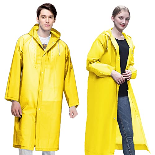 Azeekoom Regenponcho, 2er Wiederverwendbar Regenmantel Wasserdicht Atmungsaktiv Tragbarer Regencape für Wandern Radfahren Camping und Reisen(Gelb) von Azeekoom