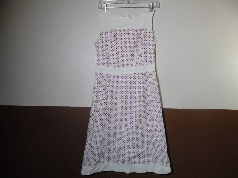 Vintage 60Er Jahre Frauen Sommerlichen Baumwolle Kleid Unsichtbaren Reißverschluss Am Rücken Beige Rot Gold Polka Dot Ärmelloses A-Linie Rock Kein von AzfishinguyVintage