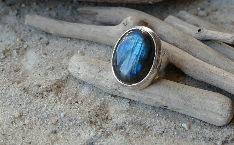 Labradoritring Labradorit Ring Edelstein Edelsteinring Edelsteinschmuck Boho von Azibilove