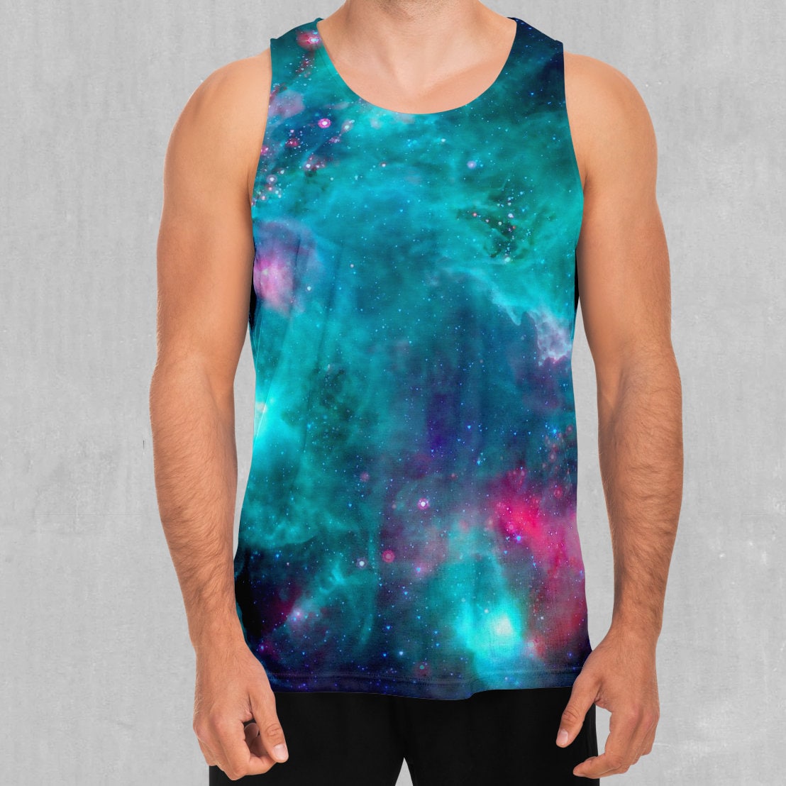 Galaxy Aurora Space Herren Tank Top Muskel Ärmelloses Shirt von AzimuthClothingStore