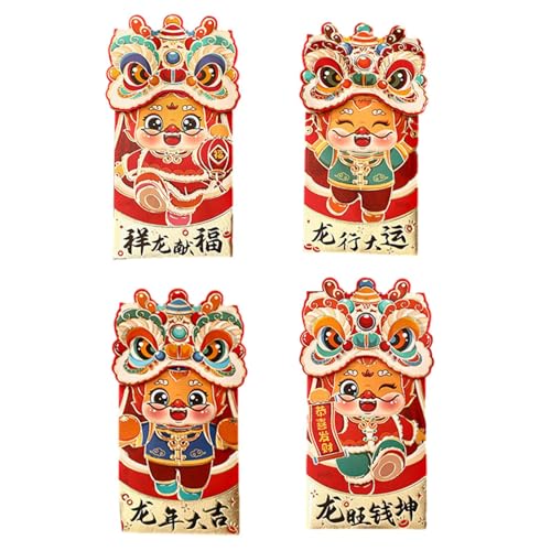 2024 Drachenjahr Roter Umschlag - Roter Paket dicker Geldhalter | 4 Stück Lucky Hong Bao mit Goldfolie für Frühlingsfest, Geburtstag, Hochzeit Aznever 2024 Drachenjahr Roter Umschlag - Roter Paket dicker Geldhalter | 4 Stück Lucky Hong Bao mit Goldfolie für Frühlingsfest, Geburtstag, Hochzeit Aznever von Aznever