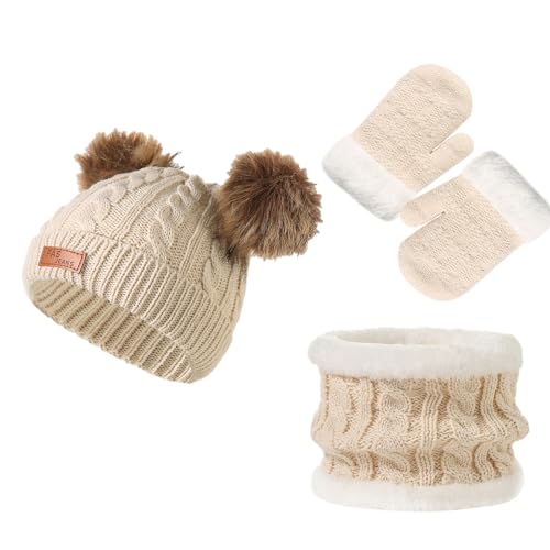 Mütze Handschuhe Halswärmer für Kinder, Winterschalanzug für Kinder, Kalte und winddichte Jungen-Wintermütze, Warme und gemütliche Sets für kaltes Wetter für Outdoor-Aktivitäten, Reisen, Aznever von Aznever