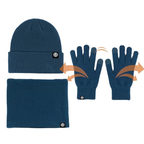 Mütze-Schal-Handschuh-Set für Damen,Warmes Mützen-Schal-Handschuh-Set | Strickmütze für kaltes Wetter, weiche Fleece-Thermo-Winterschal-Handschuhe zum Skaten, Snowboarden, Wandern, Reisen Aznever von Aznever