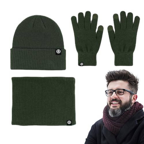 Mütze-Schal-Handschuh-Set für Damen - Winter-Mütze-Schal-Handschuhe - Strickmütze für kaltes Wetter, weiche Fleece-Thermo-Winterschal-Handschuhe zum Skaten, Snowboarden, Wandern, Reisen Aznever von Aznever