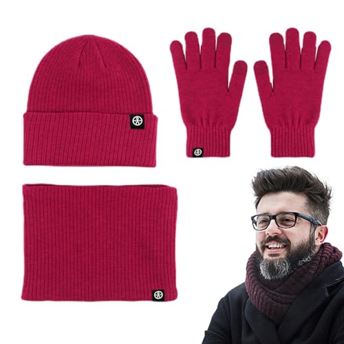 Set aus Mütze und Schal für Damen - Stricken Sie einen warmen Beanie-Mützen-Schal,Thermo-Wintermütze, Schal, Handschuhe aus weichem Fleece zum Skaten, Reisen, Wandern, Camping, Snowboarden, Aznever von Aznever