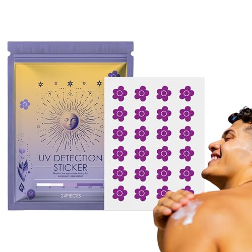 UV Detection Stickers For Sunscreen,UV-Erkennungsaufkleber - 24 Stück Sonnenschutzpflaster,Sonnenschutz-Aufkleber, Sonnenschutz-Erinnerungsaufkleber, Sonnenschutz-UV-Aufkleber von Aznever