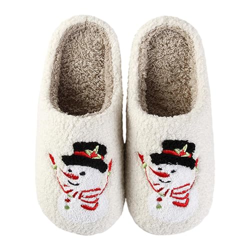 Aznever Weihnachts Hausschuhe, Warme Hausschuhe Damen, Fuzzy Slipper Damen Cartoon Indoor Warme Hausschuhe, Cartoon-Stil, Flauschige Hausschuhe, Gefüllte Schlafzimmer-Hausschuhe, Gemütliche von Aznever